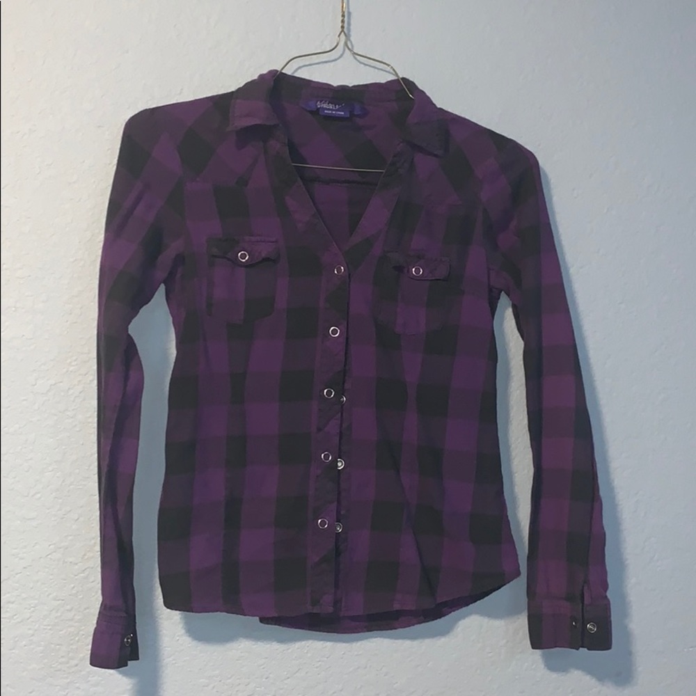 Black and Purple Plaid Shirt